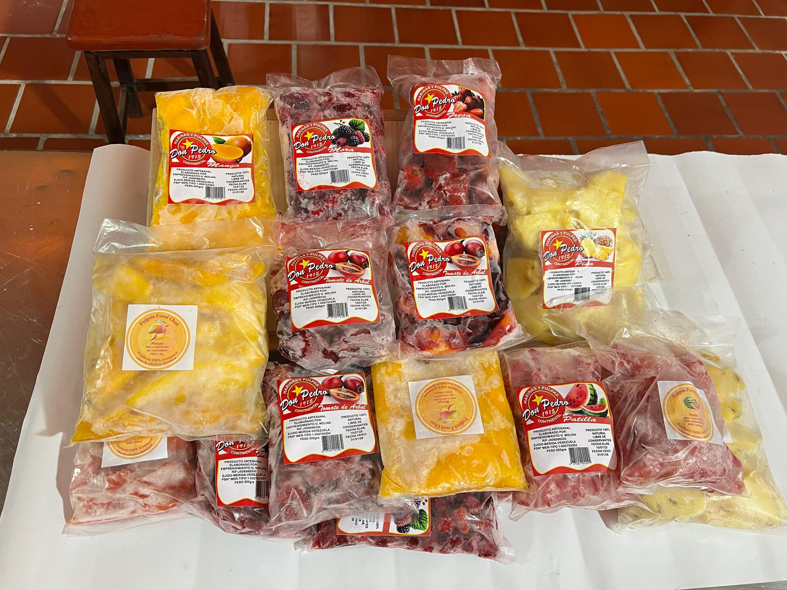 Variedades de pulpas de fruta artesanales Don Pedro sin conservantes